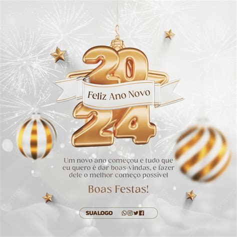 Feliz Ano Novo 2024 Boas Festas Psd Premium Download