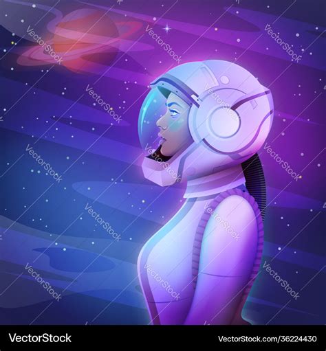 Beautiful young afro space girl astronaut Vector Image