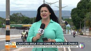 MG Inter TV 1ª Edição Grande Minas Ônibus de cantora Brisa Star e