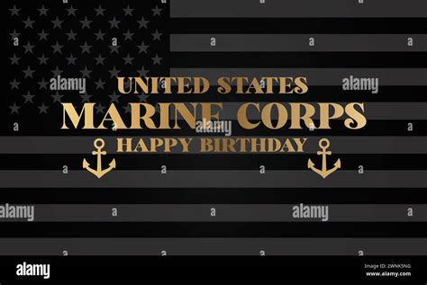 United States Marine Corps Happy Birthday Stylish Text With Usa Flag