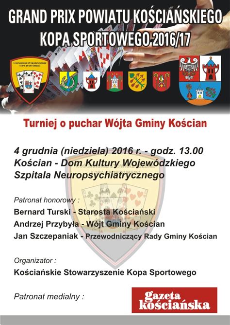 Zaproszenie na turniej 4 12 2016 do Kościana Wolsztyńskie spotkania