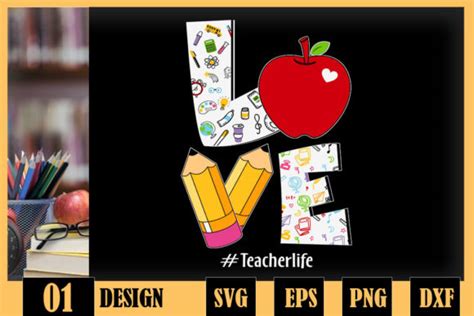 Love Teacher Life Apple Pencil Graphic By Skinite · Creative Fabrica