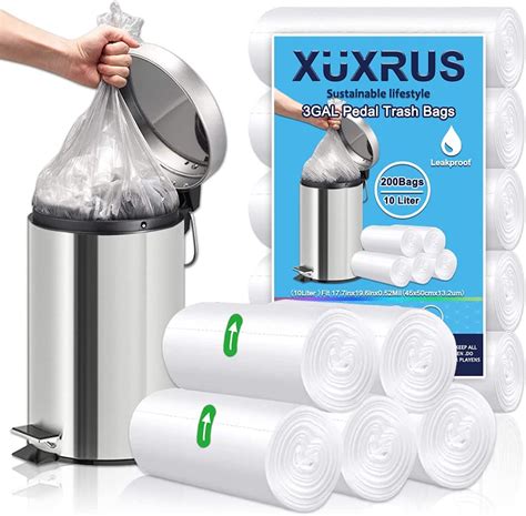 Xuxrus Small Garbage Bags 3 Gallon 200 Counts Bathroom Trash Bags