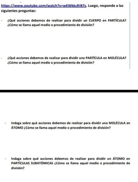 trata sobre cuerpo particula molécula y átomo 60 puntos para la mejor