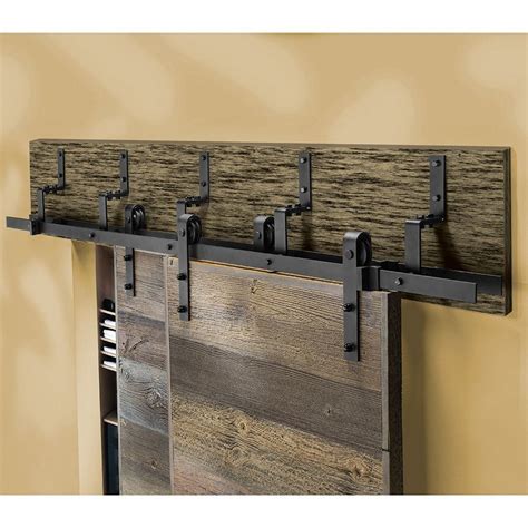 Double Track Bypass Sliding Barn Door Hardware Kit For Two Doors