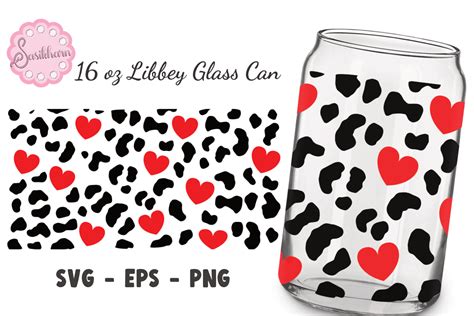 Leopard Heart Libbey Glass 16oz Can Graphic By Sasikharn · Creative Fabrica