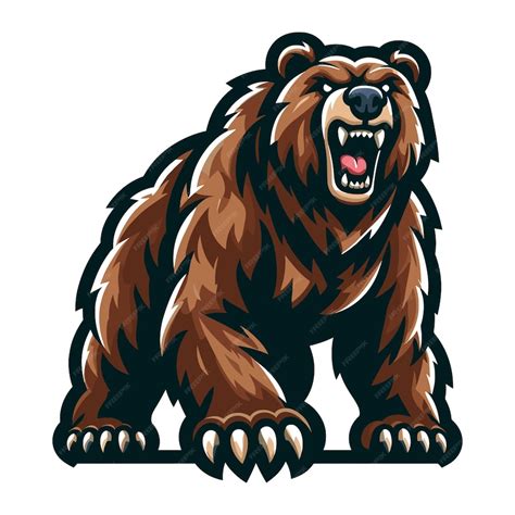 Premium Vector Strong Body Muscle Wild Beast Grizzly Bear Mascot