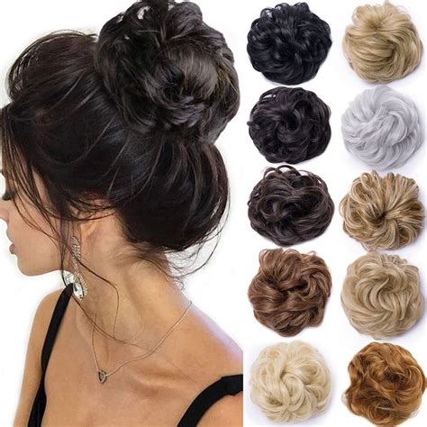 S Noilite Women Hair Pieces Messy Hair Scrunchie Fake Hair Bun