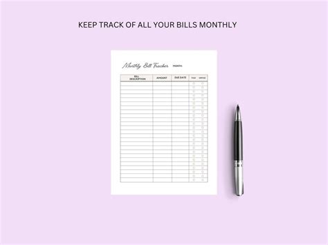 Monthly Bill Tracker Printable Bill Payment Tracker Bill Pay Checklist Organizer Budget