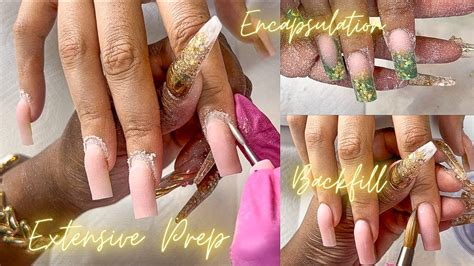 Glitter Encapsulation Backfill Cut Down Acrylic Nails Youtube