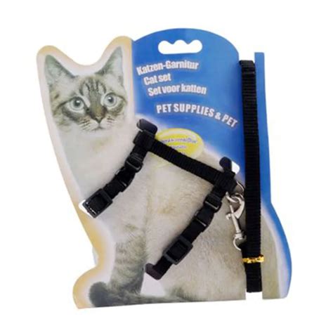 Nylon ajustable Collar de gato arnés correa de tracción para mascotas