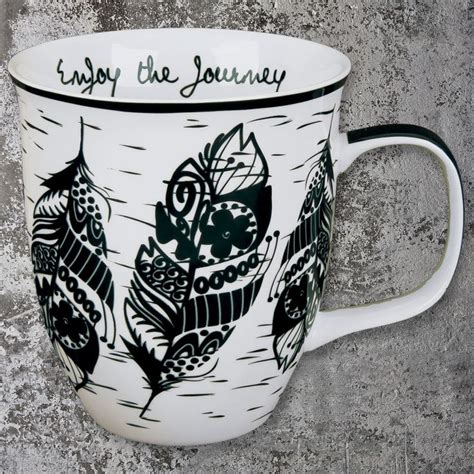 Karma Gifts Black And White BOHO Mug 16 Oz BEE Mugs Karma Gift