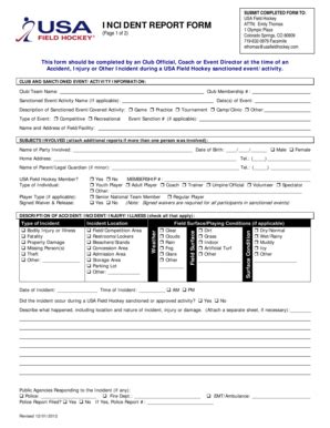 Fillable Online Incident Report Form Esix Fax Email Print Pdffiller