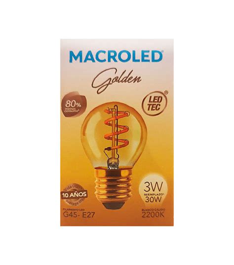 Lampara Macroled Gota W Led Filamento Golden Mbar K Macroled