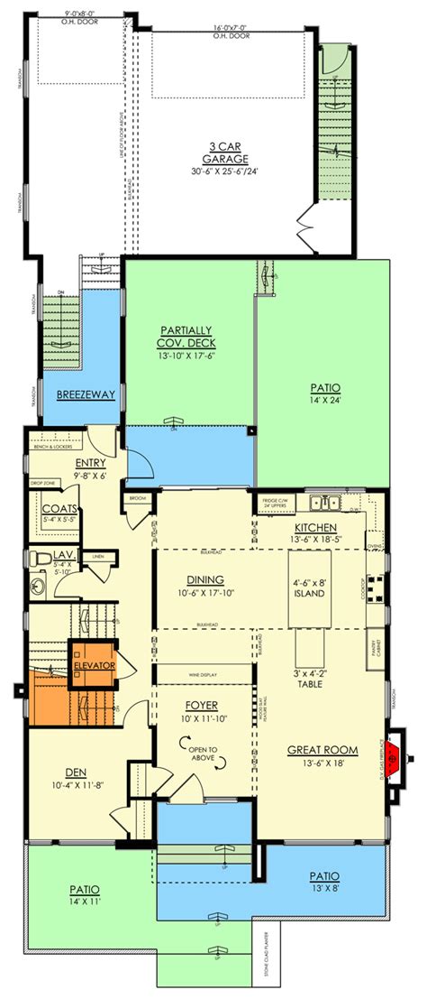 Three Story Contemporary House Plan With Apartment Above 3 Car Garage