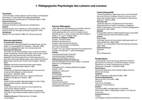 EWS Tabelle 2 Zusammenfassung EWS Examensvorbereitung Psychologie 1