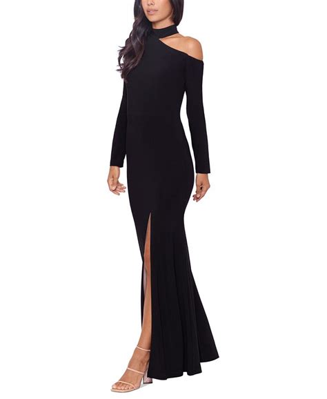 Xscape Womens Cutout Leg Slit Long Sleeve Gown Macys