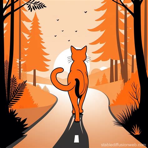 Orange Feline Walks In Forest Sunset Stable Diffusion Online