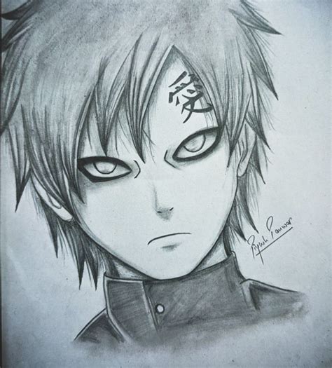 Gaara Pencil Sketch Best Anime Drawings Sketches Naruto Sketch