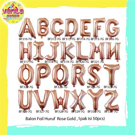 Jual Pcs Balon Foil Huruf A Z Rosegold Balon Foil Huruf Abjad