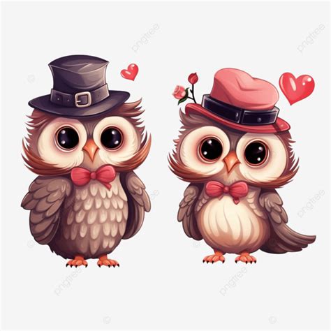 Set Of Cute Couple Owl Love In Valentine S Day Owl Cartoon Cute Owl