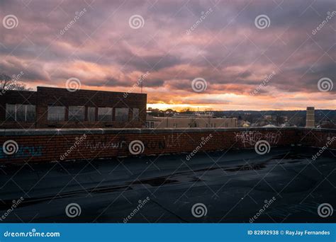 Rooftop Sunset stock photo. Image of rooftop, building - 82892938