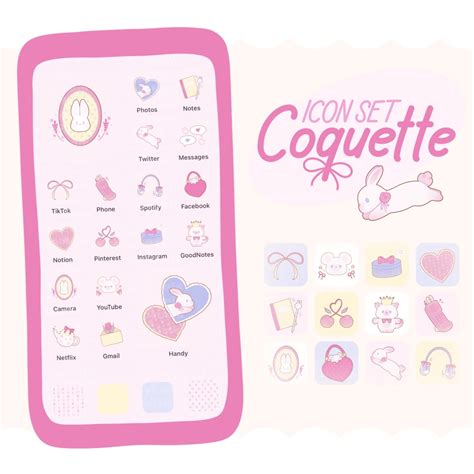 Coquette Icon Set for Ios and Android With Wallpapers and Widgets Easy ...