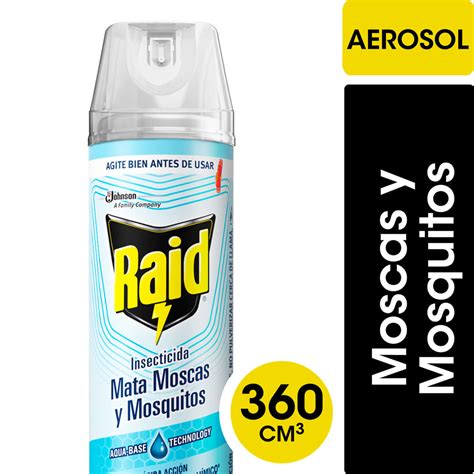 Insecticida Raid Mata Moscas Y Mosquitos Eficacia Segura En Aerosol 360cc Jumbo