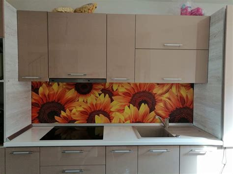 Autocolant Perete Backsplash Imprimeu Model Floarea Soarelui Galben