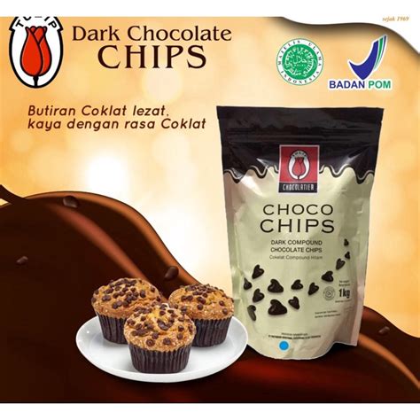 Jual Produk Keren Tulip Choco Chips 1kg Dark Compound Chocolate Chips