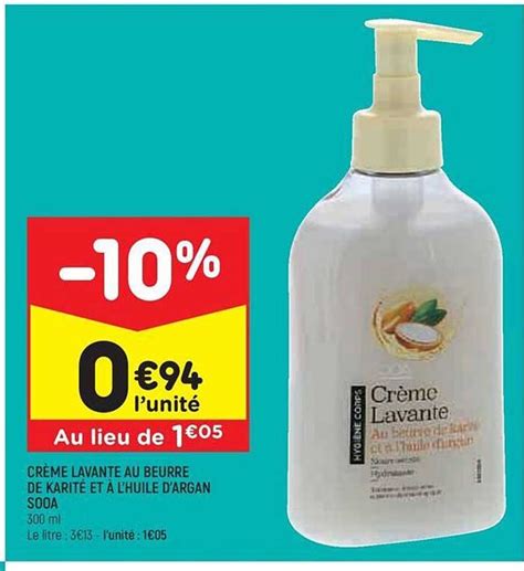 Promo Crème Lavante Au Beurre De Karité Et à L huile D argan Sooa chez