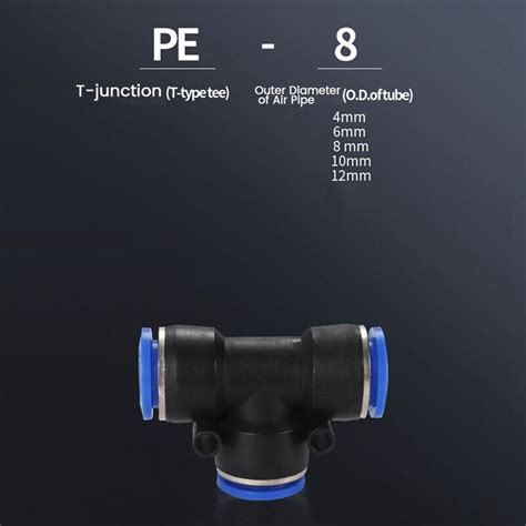 100Pcs PE Pneumatic Fittings Fitting Plastic T Type 3 Way For 4Mm 6Mm