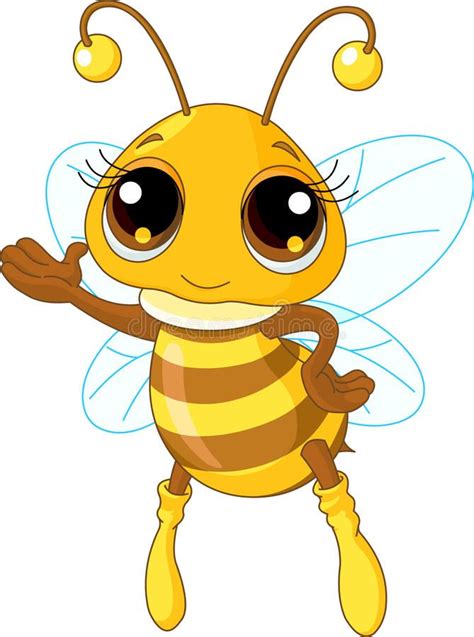 A Cute Cartoon Bee With Big Eyes And A Smile On His Face Standing In