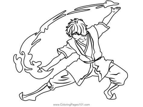 Zuko From Avatar The Last Airbender Coloring Page for Kids - Free Avatar the Last Airbender ...