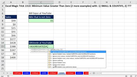 Excel Magic Trick Minimum Value Greater Than Zero With Small