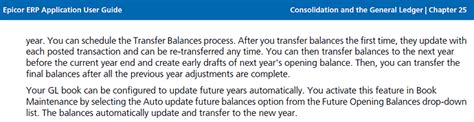 Transfer Opening Balances to next year utility - Epicor ERP 10 - Epicor User Help Forum