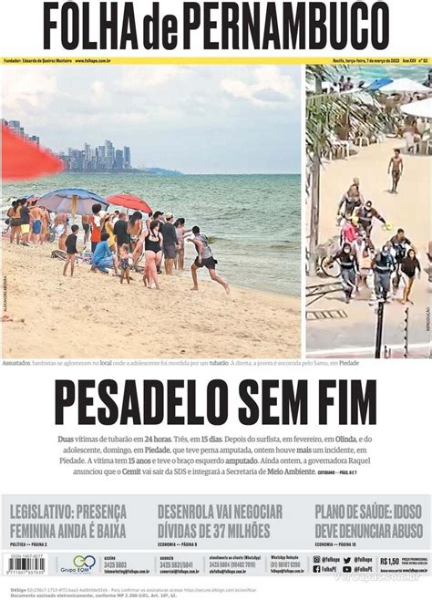 Capa Folha De Pernambuco Quarta 1 De Fevereiro De 2023