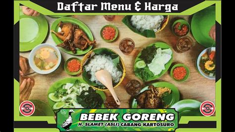 Daftar Menu Dan Harga Bebek Goreng H Slamet Asli Cabang Cibinong