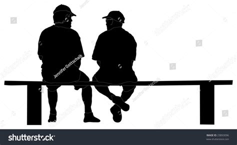 Silhouette Two Guys Sitting On Bench Stock Vector 23893096 Shutterstock