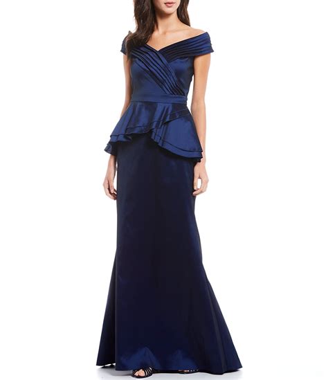 Shop For Tadashi Shoji Off The Shoulder Peplum Gown At Dillards