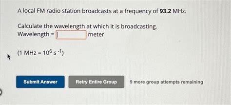 Solved A Local Fm Radio Station Broadcasts At A Frequency Of Chegg