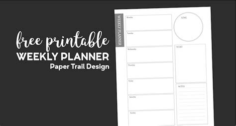 Weekly Planner Template Free Printable Paper Trail Design Free