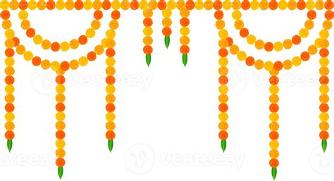 Mango Leaves And Marigold Flowers Garland For Indian Festival Decoration 25734025 Png