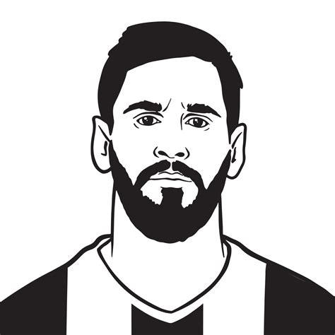 Black and white vector portrait illustration of Argentinean footballer Paris Saint Germain Leo ...