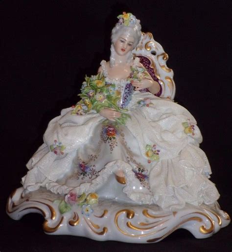 Antique Italian Porcelain Capodimonte Victorian Dresden Lace Lady