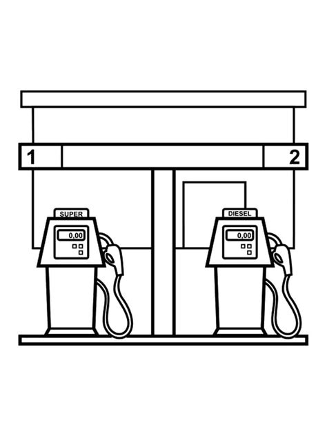 Gas Station Coloring Pages Coloring Cool