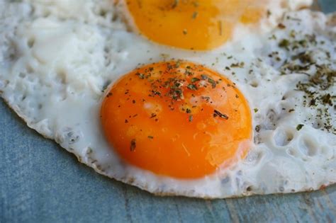 Premium Photo Fried Eggs On A Plate Close Up