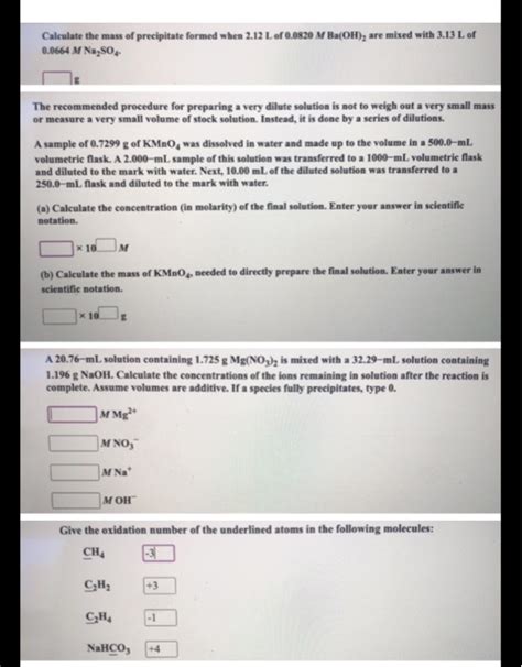 Solved Expert Q A Done Calculate The Mas Of Precipitate Chegg