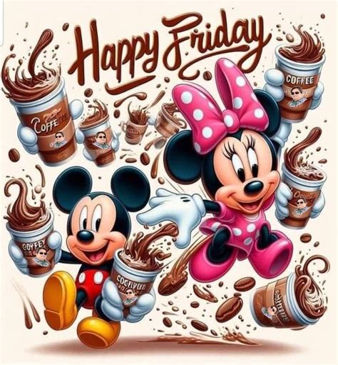 Happy Friday Coffee Quote With Minnie And Mickey Pictures Photos And