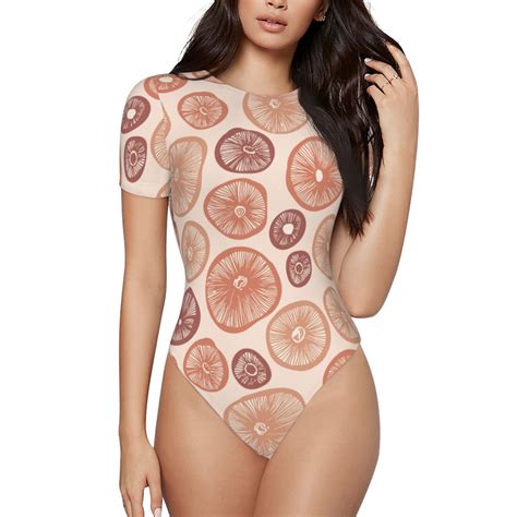 Easygdp Mushrooms2 Womens One Piece Swimsuit Slim Fit Crew Neck